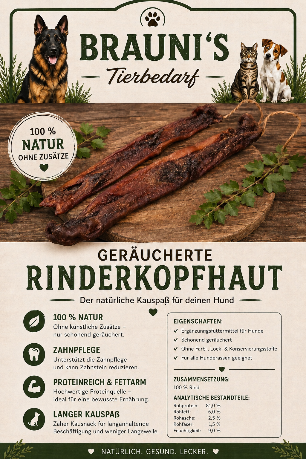 Rinderkopfhaut geräuchert