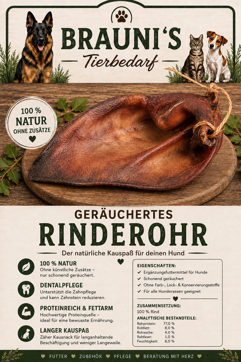 Rinderohr geräuchert